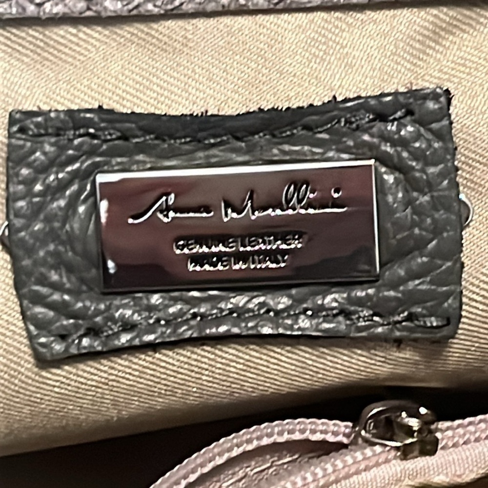 NWT Anna Morellini Rosallia Gray Leather Shopper Purse - Picture 13 of 16